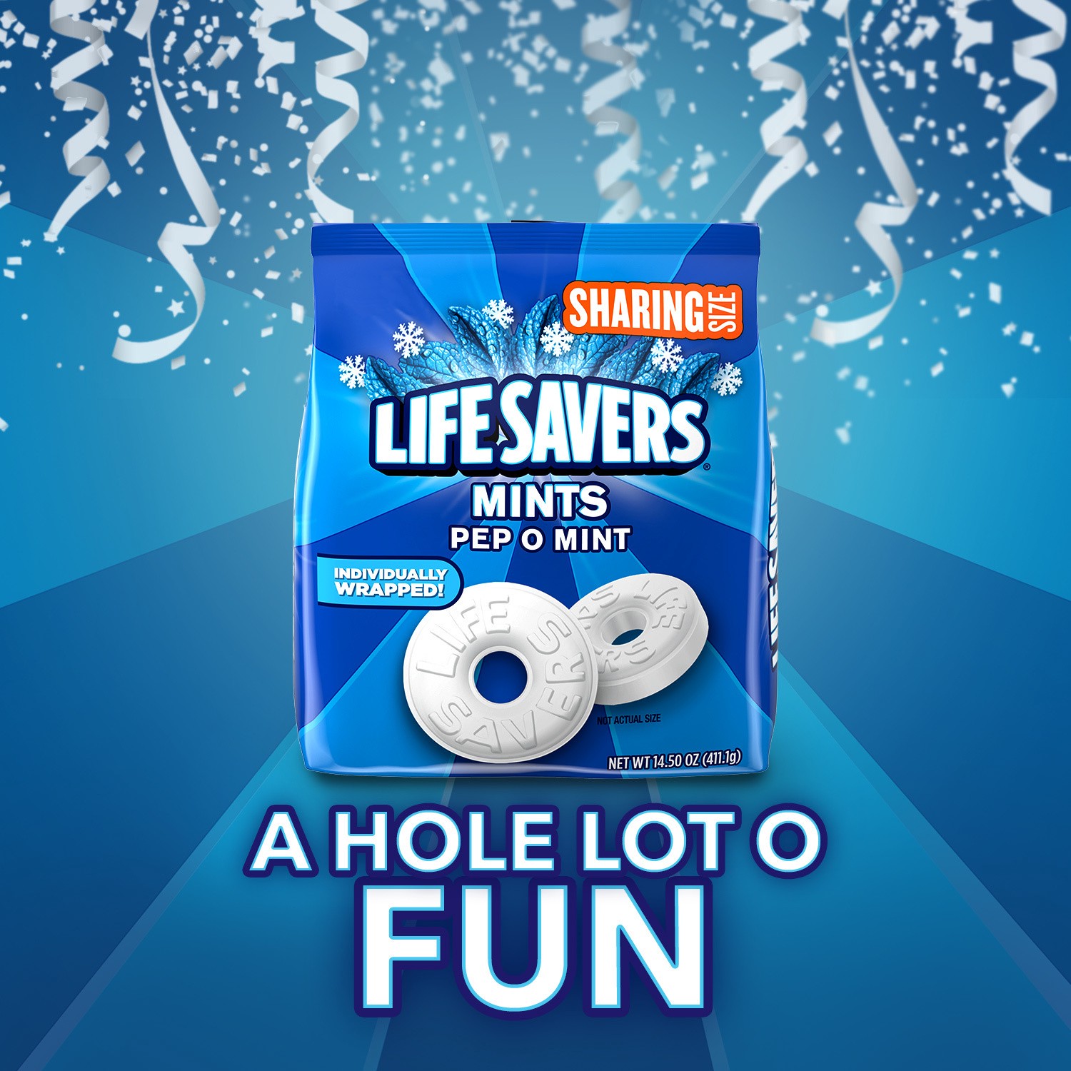 slide 6 of 8, LIFE SAVERS Pep-O-Mint Breath Mints Hard Candy, Sharing Size, 14.5 oz Bag, 14.5 oz