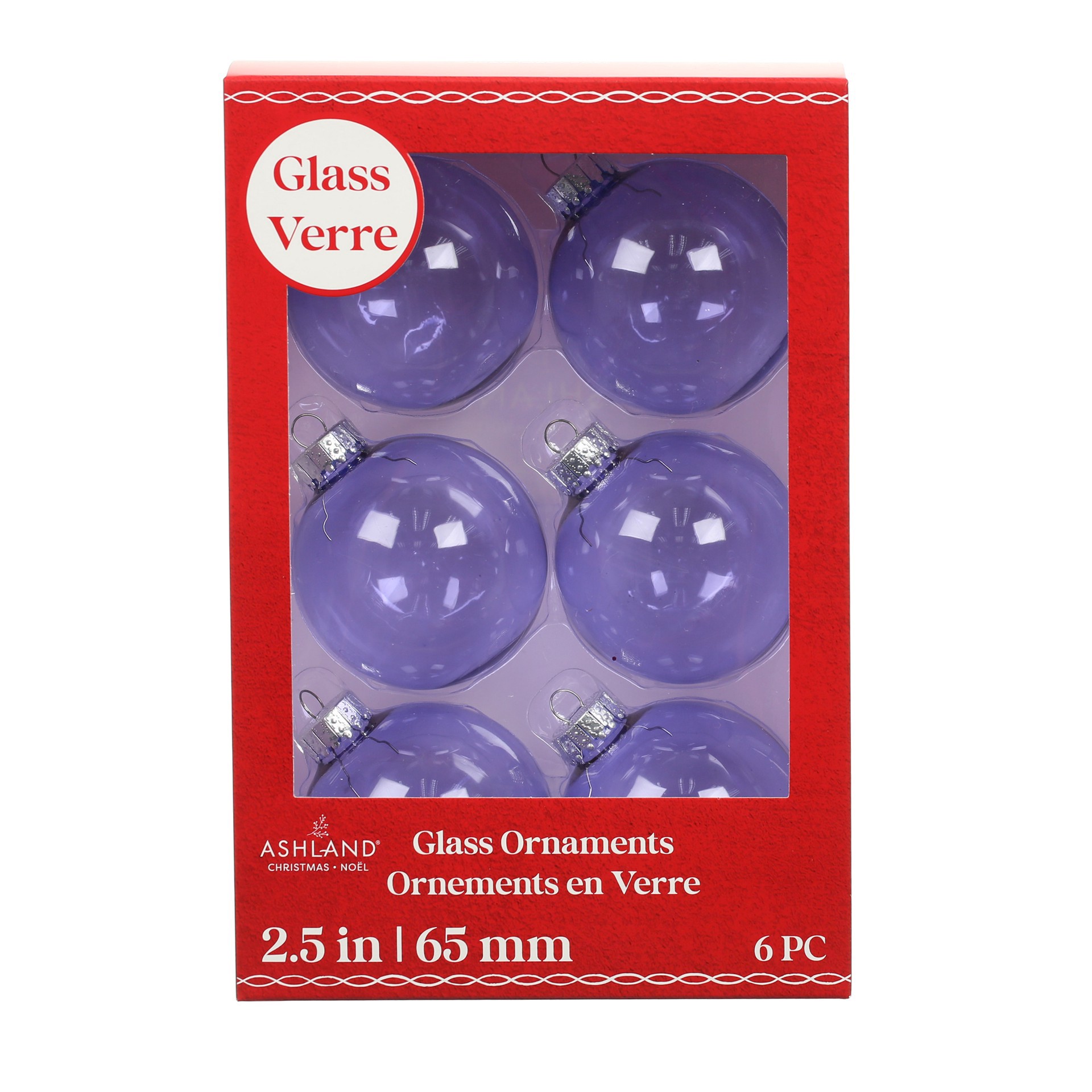 slide 2 of 3, 6 Pack 2.5" Translucent Lilac Glass Ball Ornaments By Ashland, 6 ct
