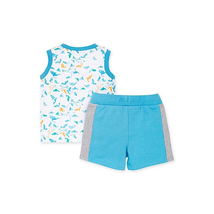 slide 2 of 2, Burt's Bees Baby Shark Attack Tank and French Terry Short Set - White, 2 ct; 6-9 M