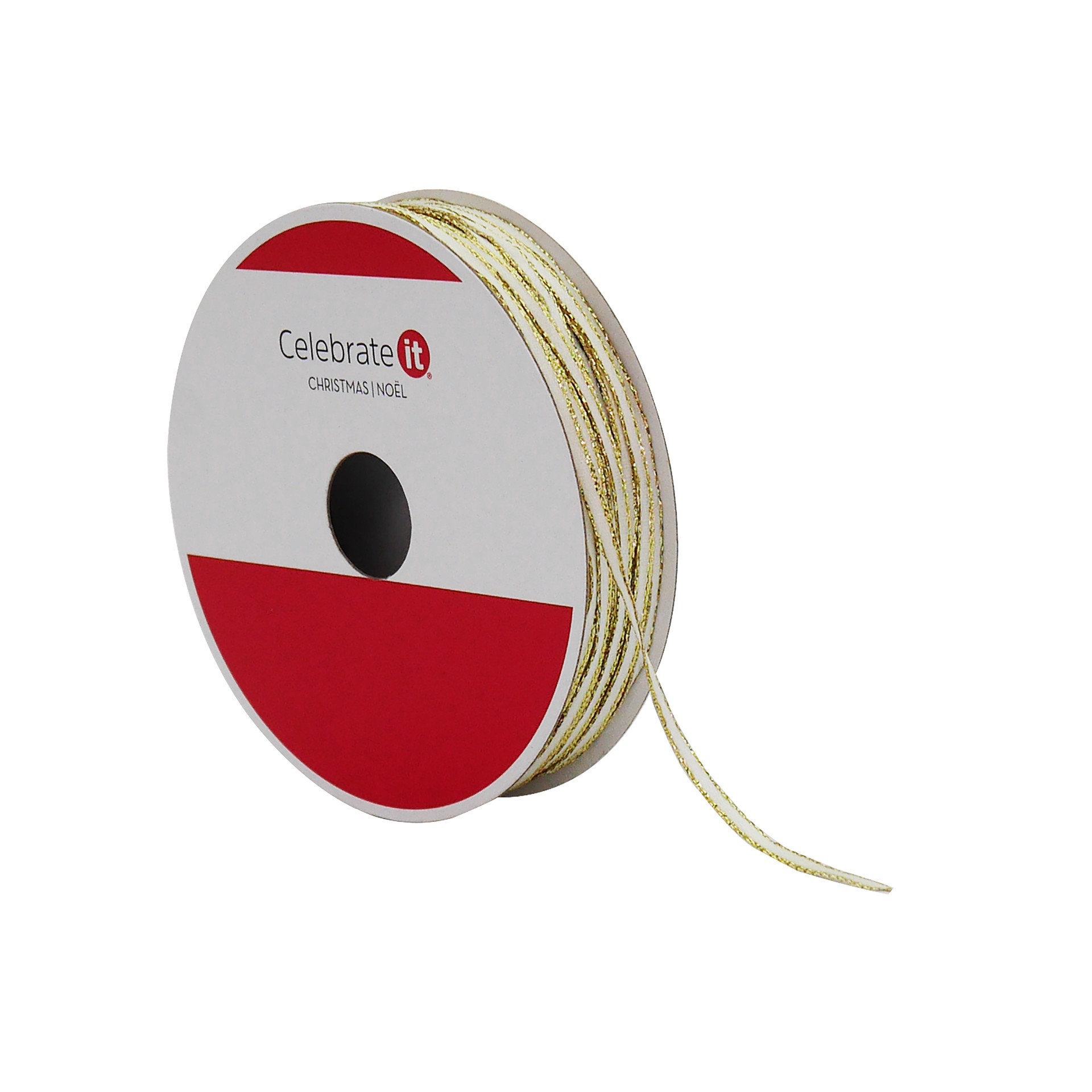 slide 3 of 3, 1/8" X 108ft. Champagne & Gold Ribbon By Celebrate It, 1/8 in x 108 ft