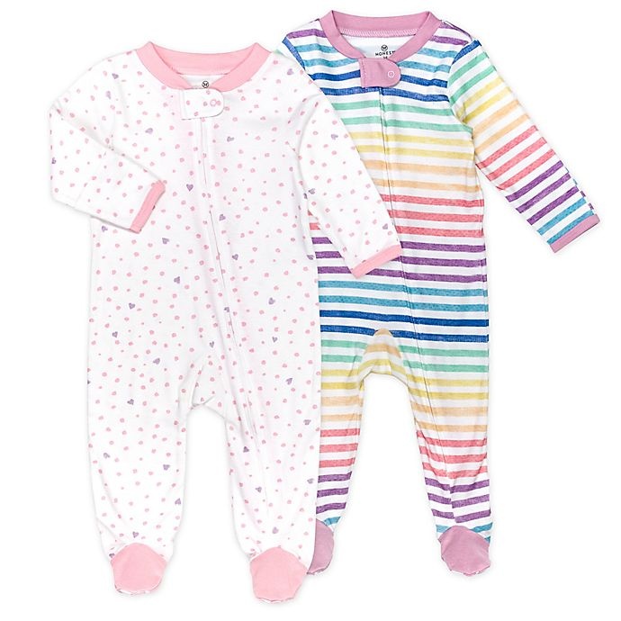 slide 1 of 1, The Honest Company Love Dot Organic Cotton Sleep & Play Footies, 2 ct