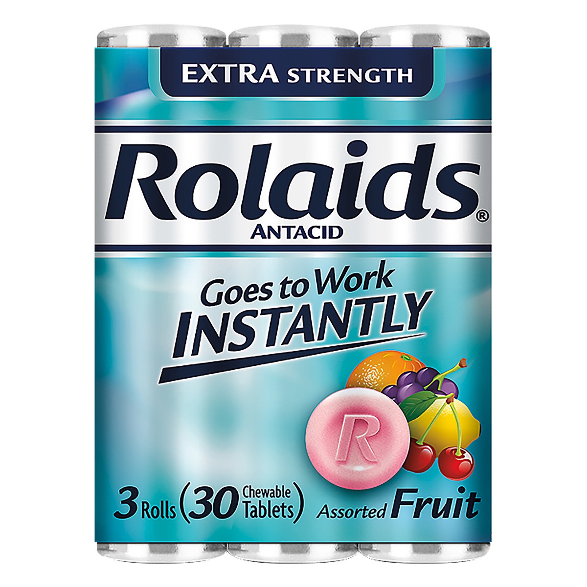 slide 1 of 1, Rolaids Extra Strength Antacid Chewable Assorted Fruit Tablets, 3 pk; 10 ct