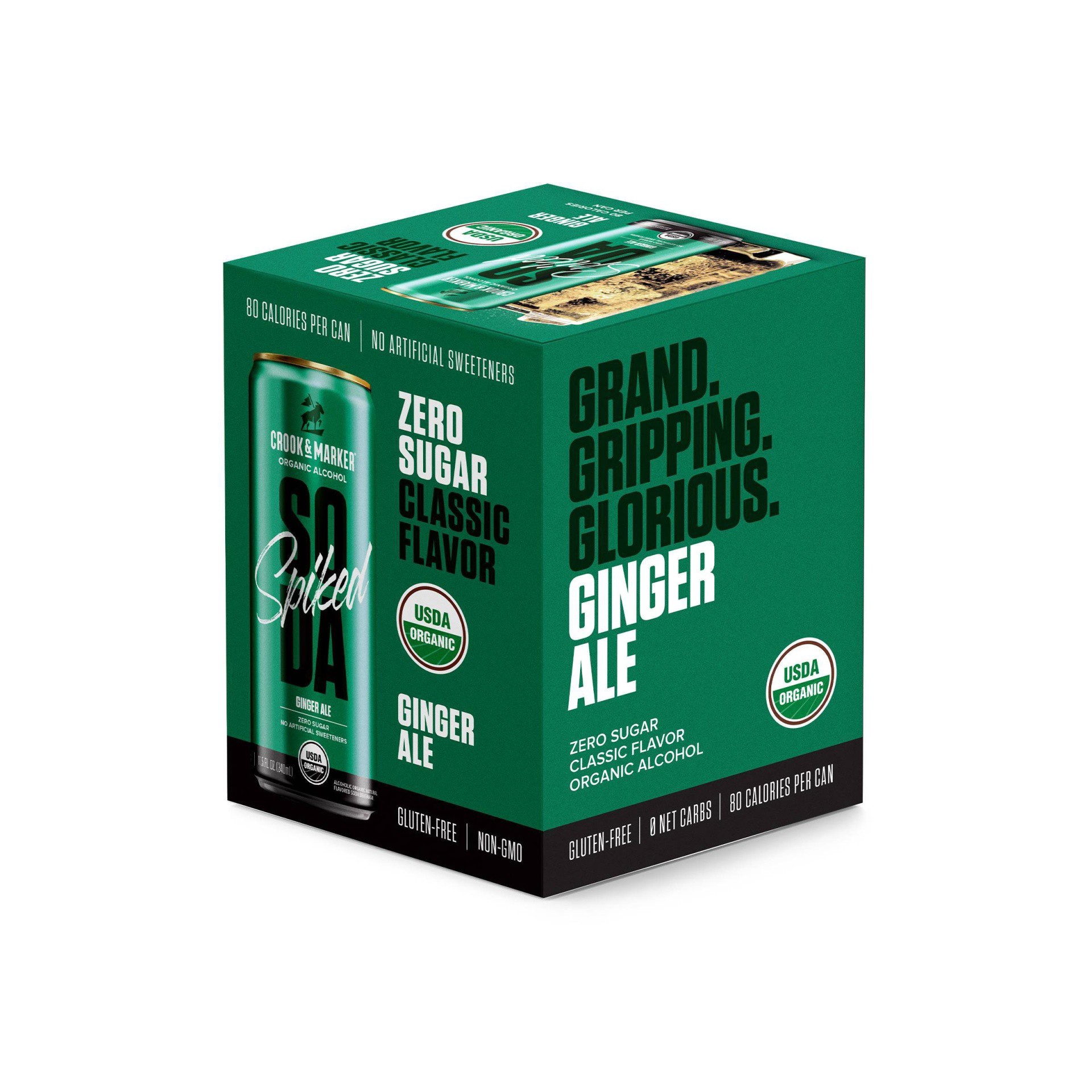 slide 1 of 6, Crook & Marker Crook & Marker Spiked Ginger Ale Soda, 4 ct; 12 fl oz