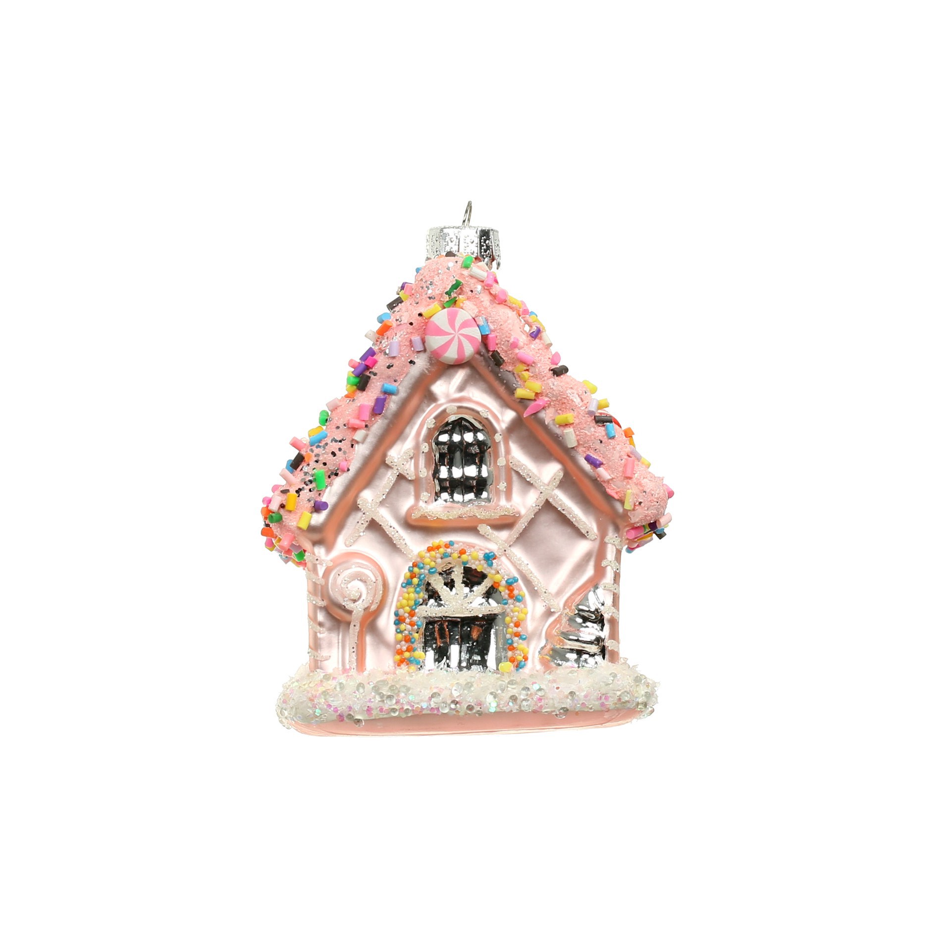 slide 5 of 5, 3.75" Sprinkles & Candy Glass Gingerbread House Ornament By Ashland, 3.34 in x 3 in x 3.86 in