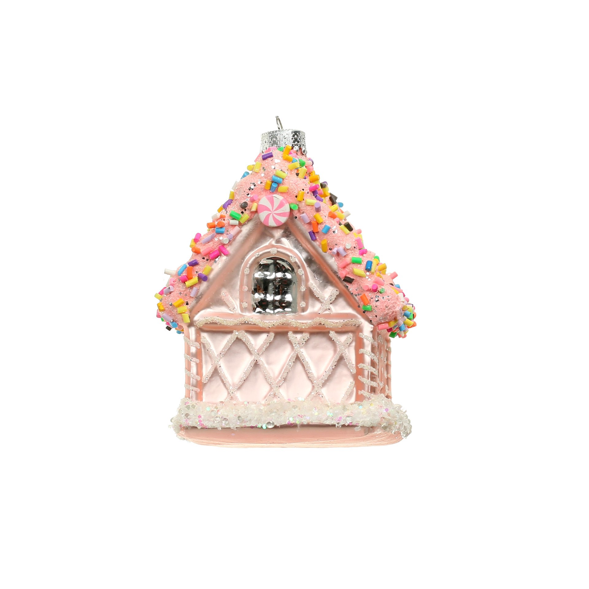 slide 3 of 5, 3.75" Sprinkles & Candy Glass Gingerbread House Ornament By Ashland, 3.34 in x 3 in x 3.86 in