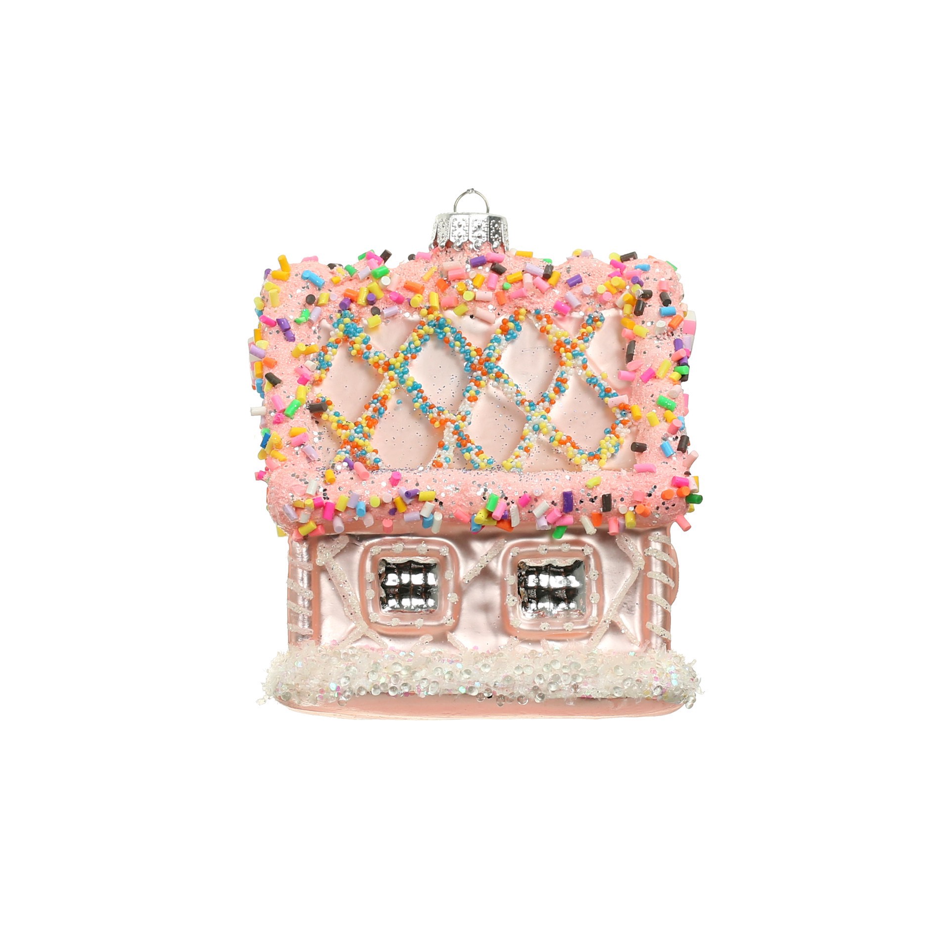 slide 2 of 5, 3.75" Sprinkles & Candy Glass Gingerbread House Ornament By Ashland, 3.34 in x 3 in x 3.86 in