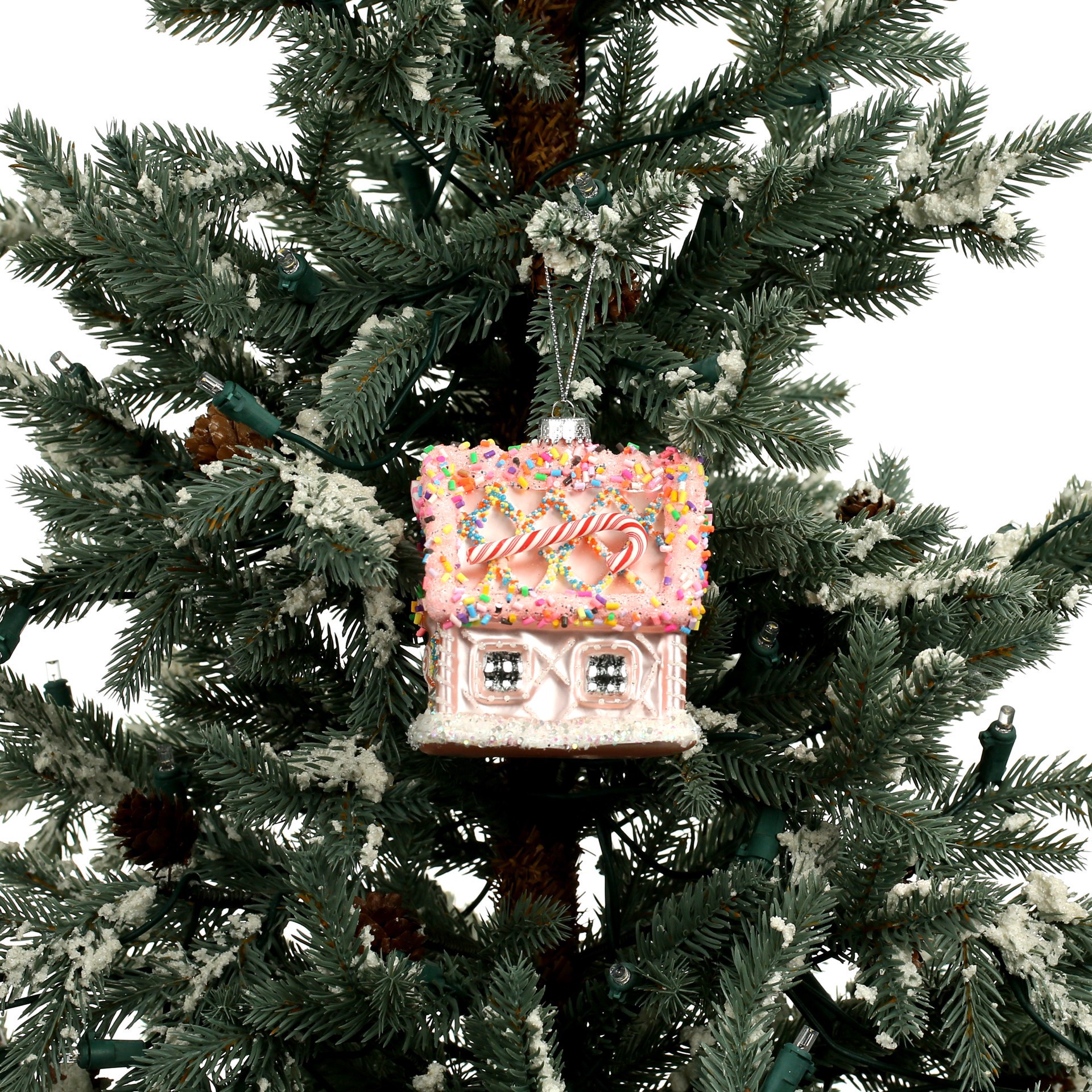 slide 4 of 5, 3.75" Sprinkles & Candy Glass Gingerbread House Ornament By Ashland, 3.34 in x 3 in x 3.86 in