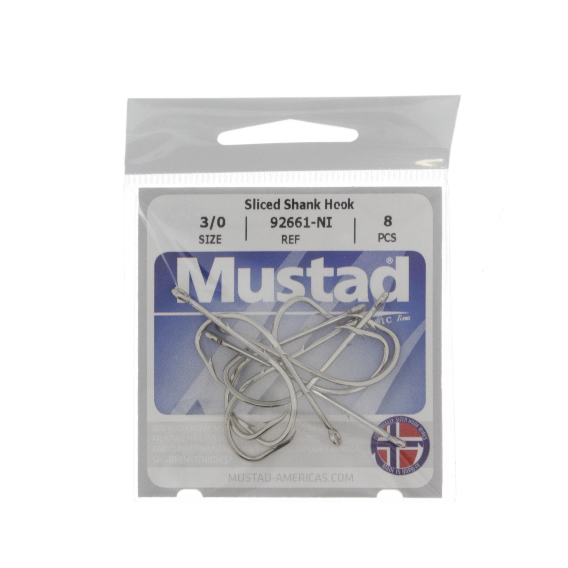 slide 1 of 1, Mustad Sliced Shank Hook 3/0, 8 ct