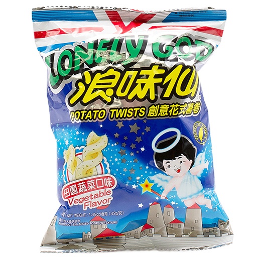 slide 1 of 1, Want-Want Hot-Kid Lonely-God Potato Twist Vegetable Flavor, 42 gram