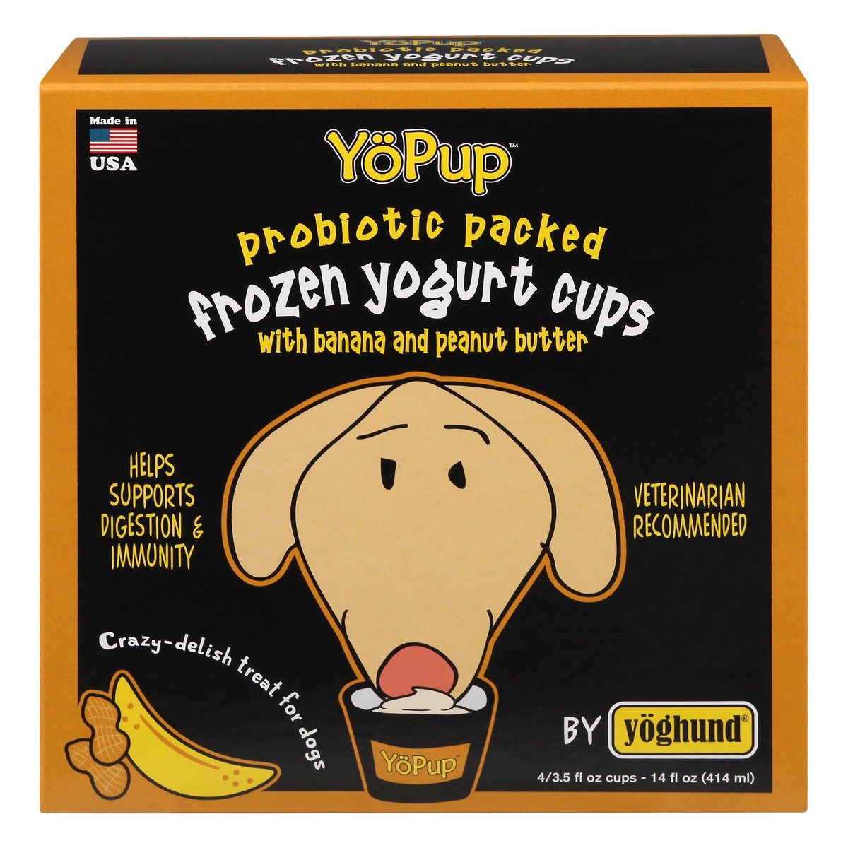 slide 1 of 12, YoPup Frozen with Banana and Peanut Butter Yogurt Cups 4 ea, 4 ct