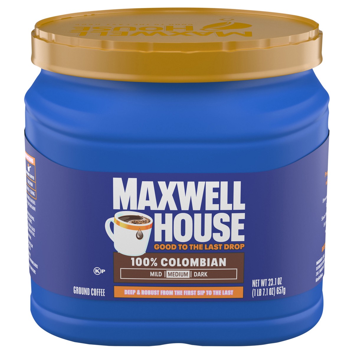 slide 1 of 12, Maxwell House 100% Colombian Ground Coffee, 23.1 oz Canister, 23.10 oz