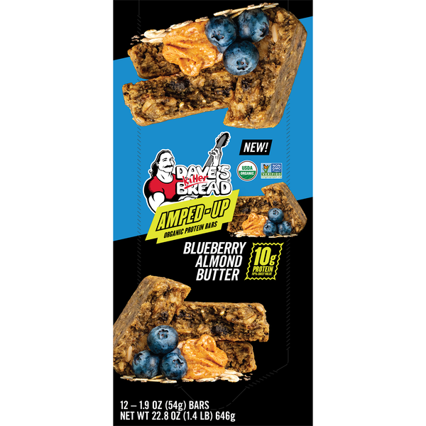 slide 1 of 1, Dave's Killer Bread Amped-Up Blueberry Almond Butter Protein Bar - 12 ct, 12 ct; 22.8 oz