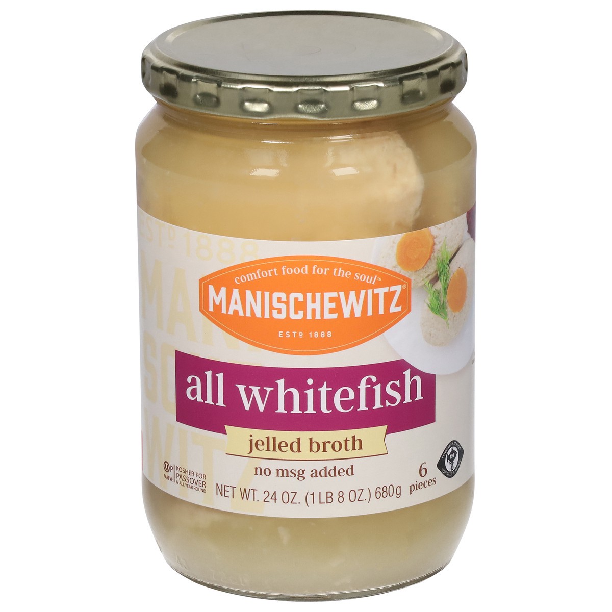 slide 1 of 9, Manischewitz All Whitefish in Jelled Broth, 24 oz