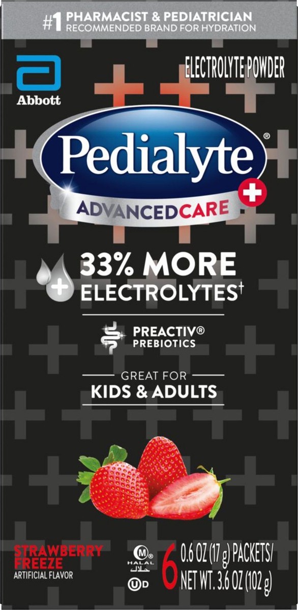 slide 2 of 4, Pedialyte AdvanceCare+ Powder Packets Strawberry Freeze Electrolyte Powder 6 - 0.6 oz Packets, 6 ct