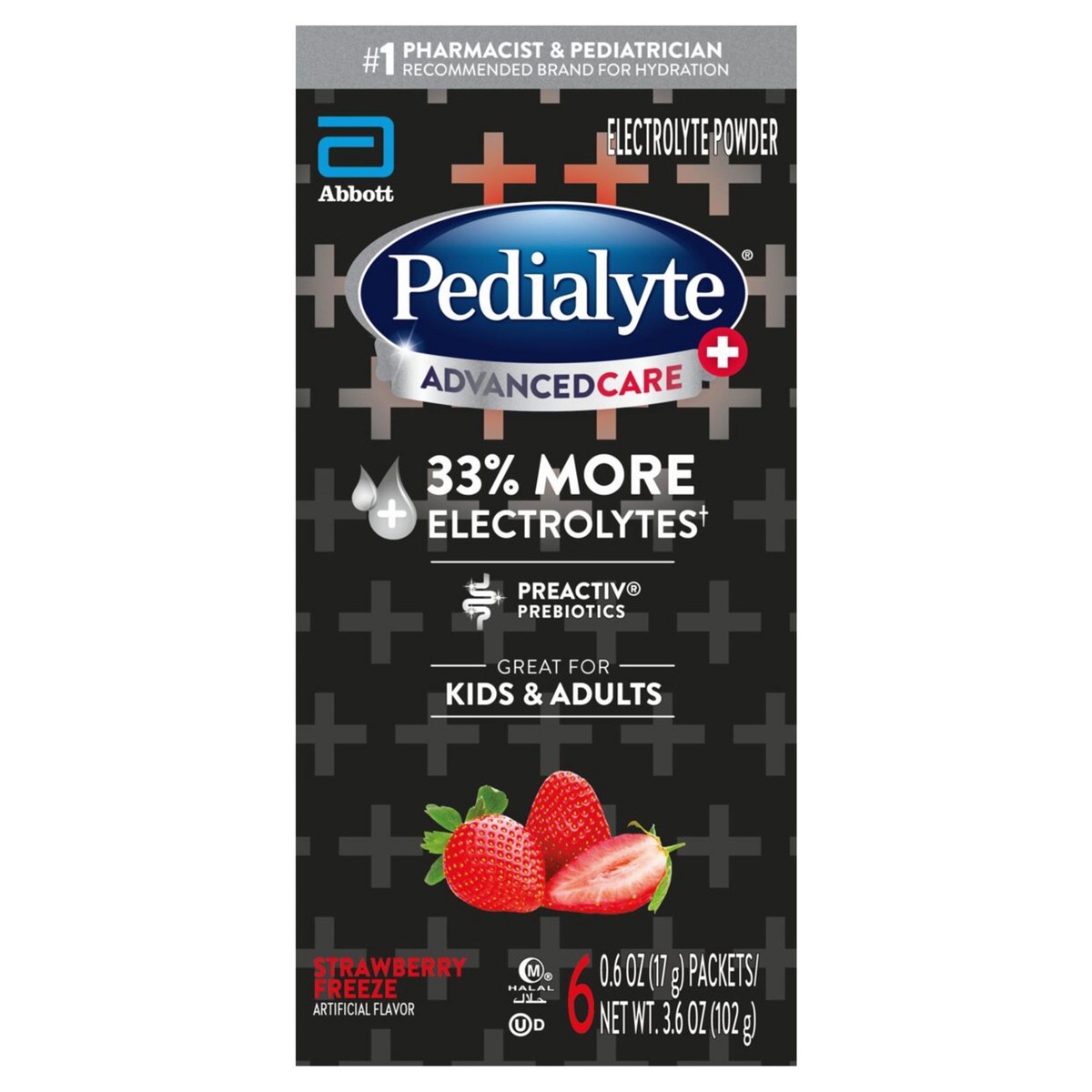 slide 1 of 4, Pedialyte AdvanceCare+ Powder Packets Strawberry Freeze Electrolyte Powder 6 - 0.6 oz Packets, 6 ct