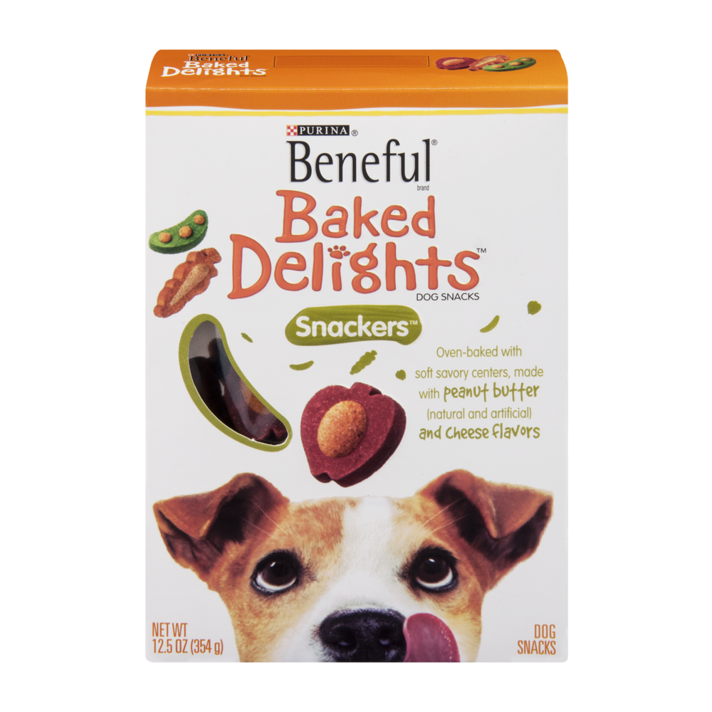 slide 1 of 6, Beneful Baked Delights Snackers Dog Snacks With Peanut Butter Cheese Flavors, 12.5 oz