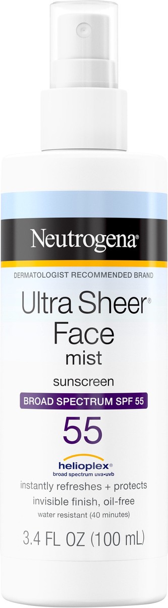 slide 11 of 11, Neutrogena Ultra Sheer Face Mist Sunscreen Broad Spectrum SPF 55, 3.4 Oz, 3.4 oz