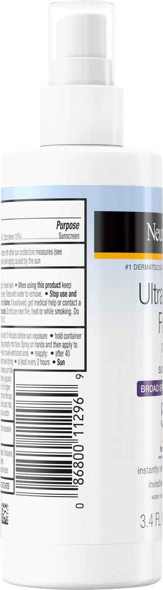 slide 3 of 11, Neutrogena Ultra Sheer Face Mist Sunscreen Broad Spectrum SPF 55, 3.4 Oz, 3.4 oz