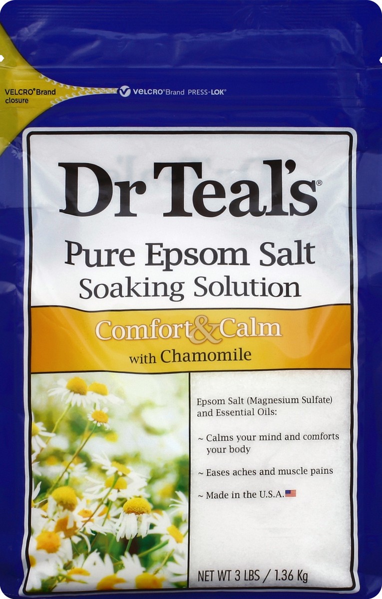 slide 1 of 5, Dr. Teal's Comfort & Calm with Chamomile Epsom Salt Soaking Solution, 3 lb