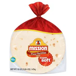Mission Super Soft Flour Tortillas, Fajita Size, 40 Count
