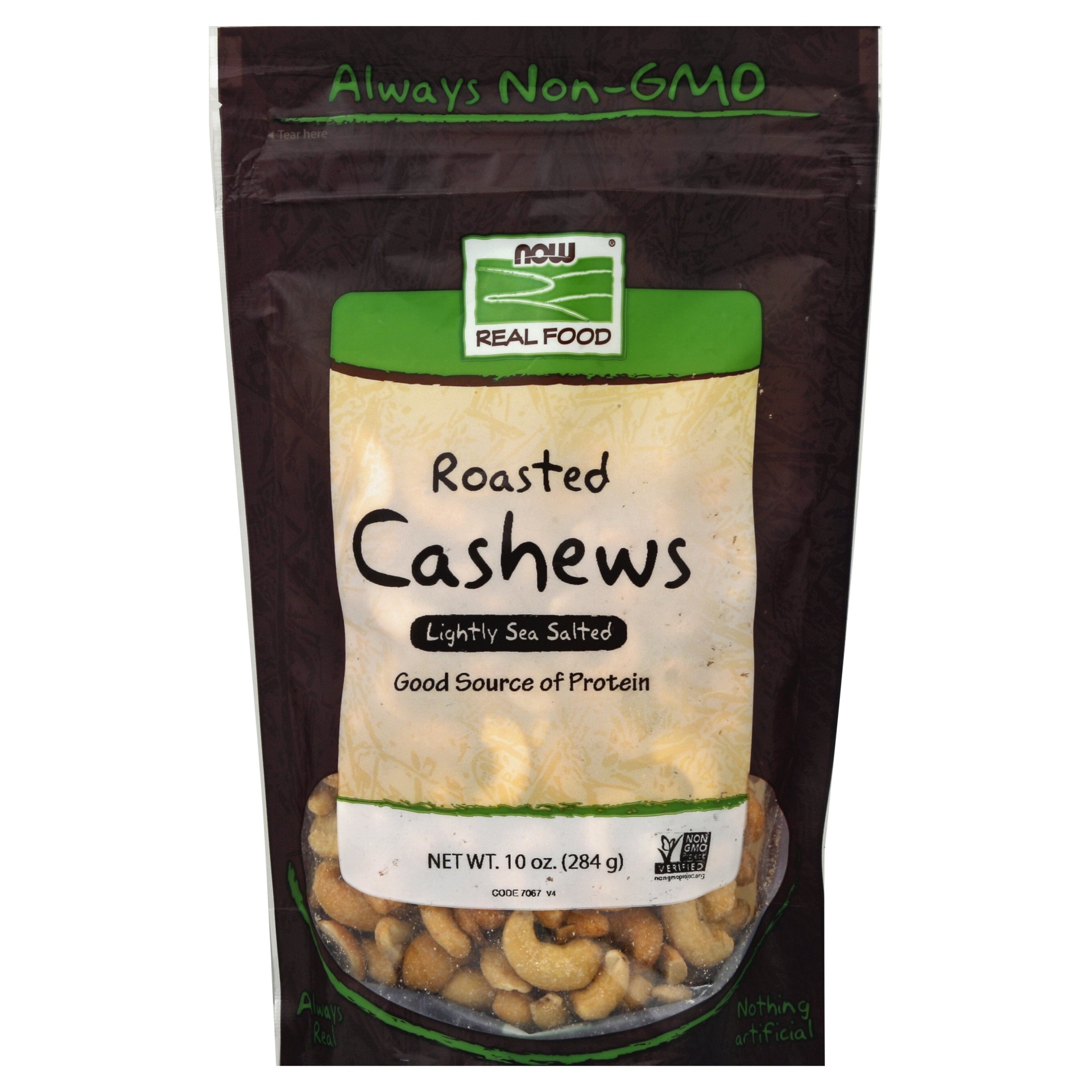 slide 1 of 2, NOW Naturals Roasted Salted Cashews, 10 oz