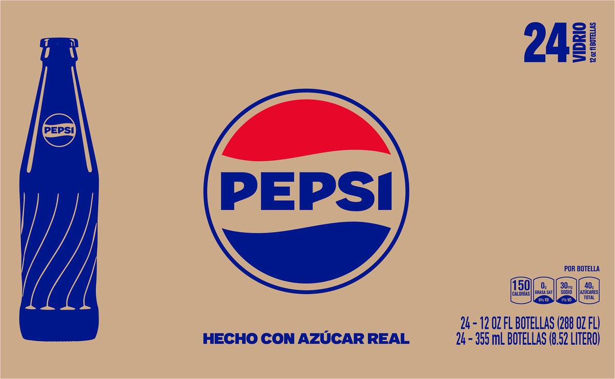 slide 5 of 10, Pepsi Real Sugar Soda Cola - 24 ct, 24 ct