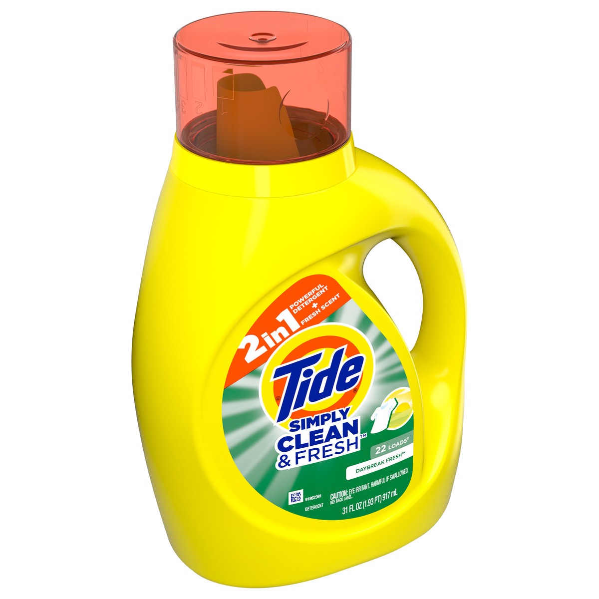 slide 6 of 6, Tide Simply Liquid Laundry Detergent, Daybreak Fresh, 31 oz, 22 Loads, HE Compatible, 31 fl oz