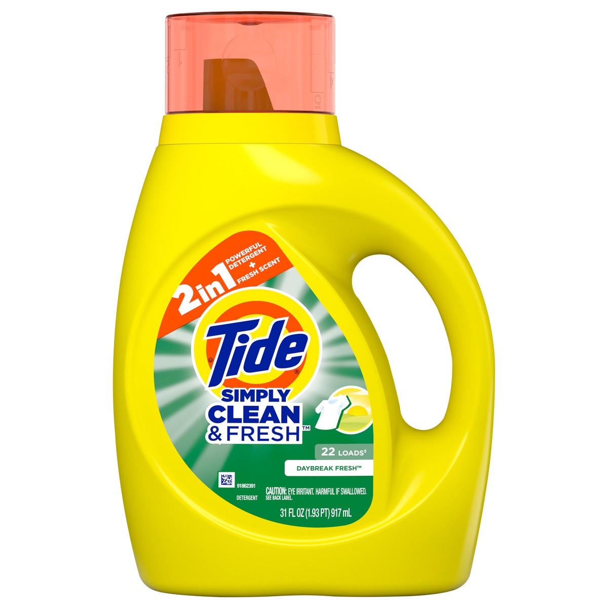 slide 1 of 6, Tide Simply Liquid Laundry Detergent, Daybreak Fresh, 31 oz, 22 Loads, HE Compatible, 31 fl oz