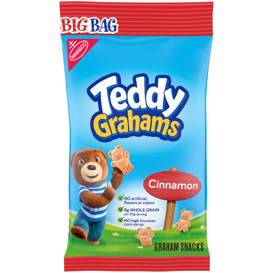 slide 2 of 8, Teddy Grahams Cinnamon Graham Snacks Big Bag, 3 oz