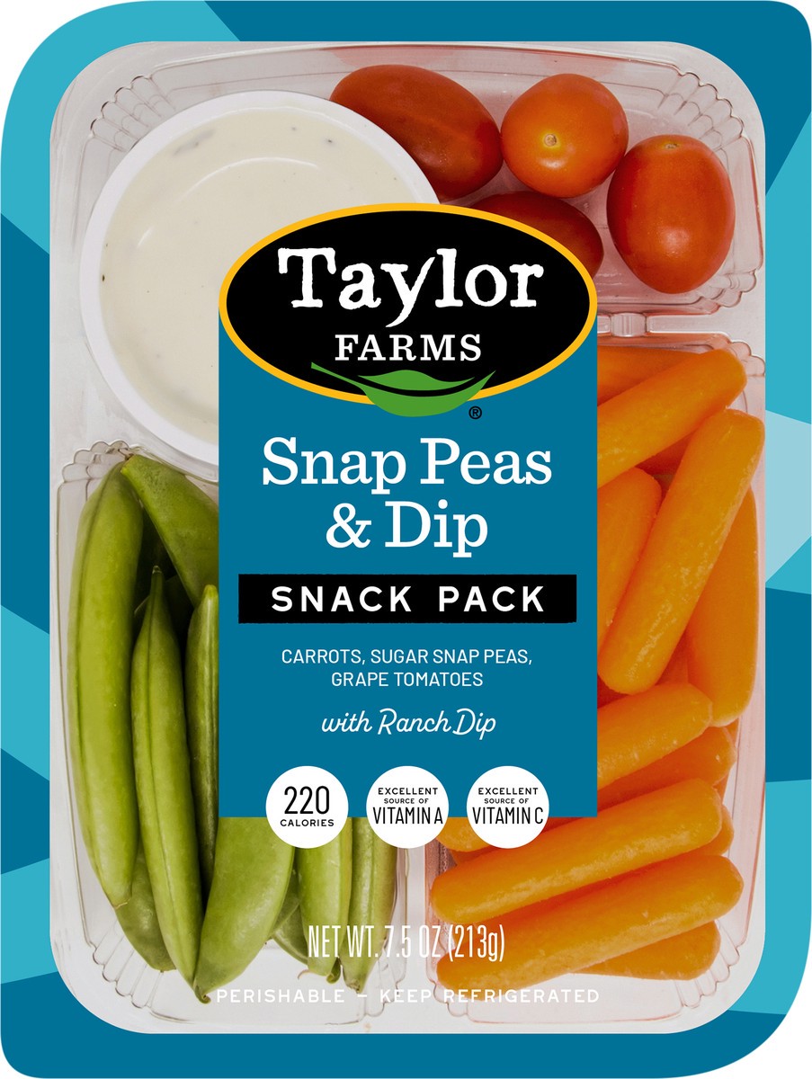 slide 2 of 3, Taylor Farms Snap Peas & Dip Snack Pack, 7.5 oz