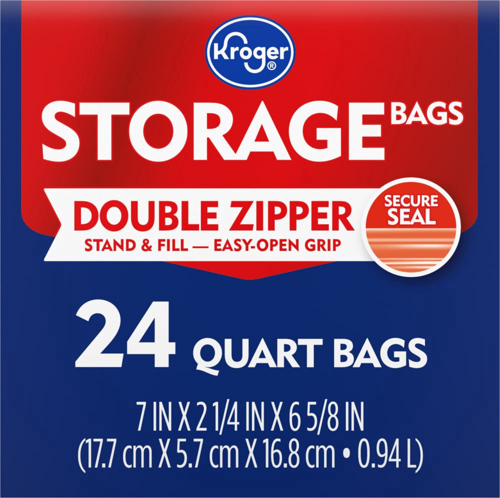 slide 3 of 4, Kroger® Reclosable Quart Storage Bags, 24 ct