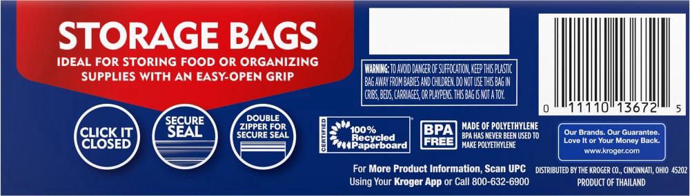 slide 4 of 4, Kroger® Reclosable Quart Storage Bags, 24 ct