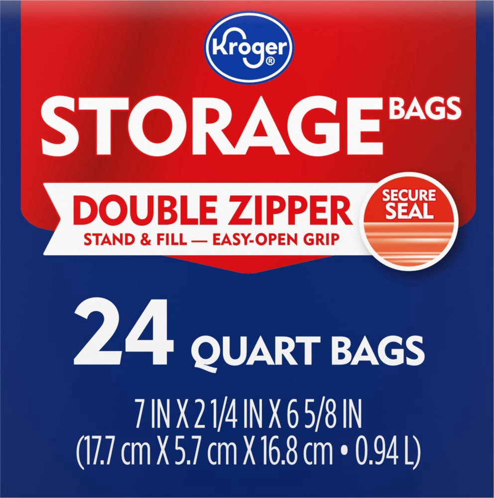 slide 2 of 4, Kroger® Reclosable Quart Storage Bags, 24 ct