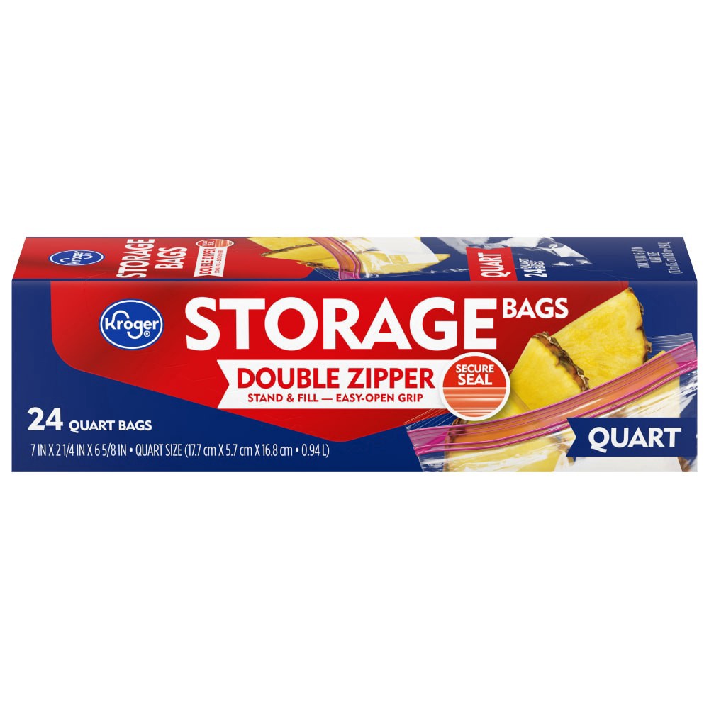 slide 1 of 4, Kroger® Reclosable Quart Storage Bags, 24 ct