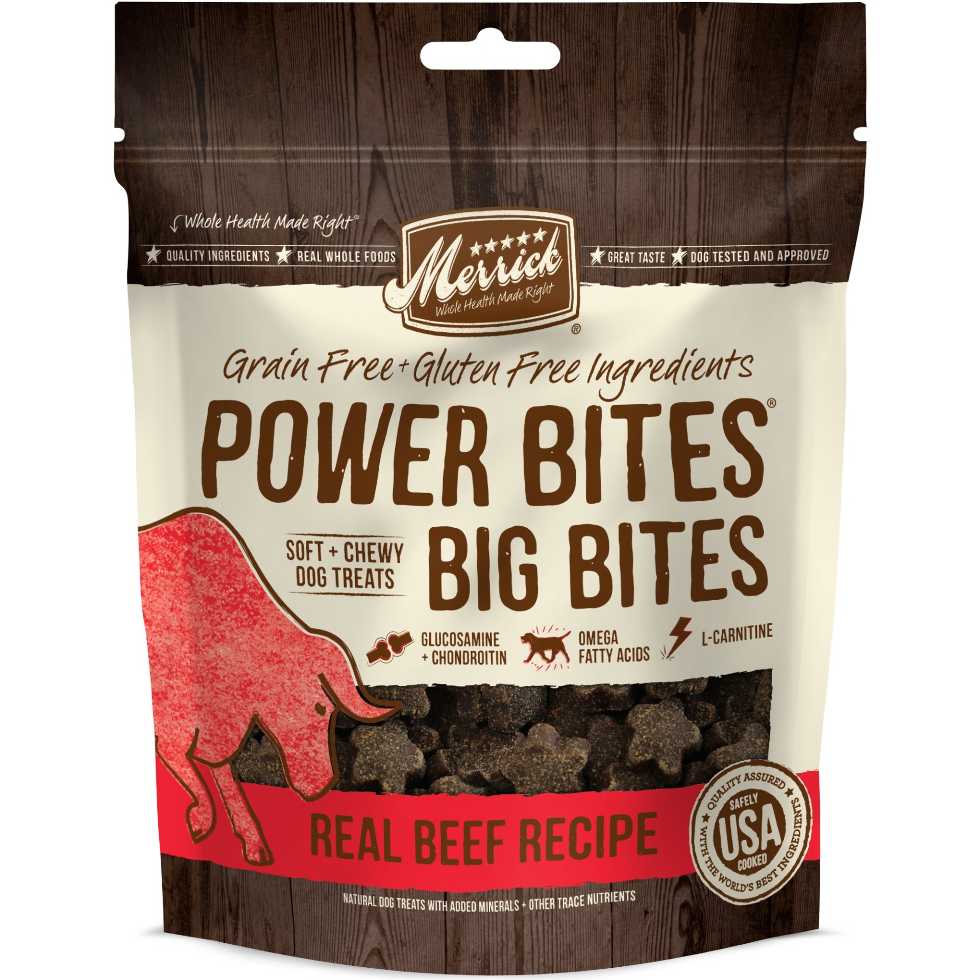 slide 1 of 1, Merrick Backcountry Power Bites Real Beef Recipe Dog Treats, 14 oz