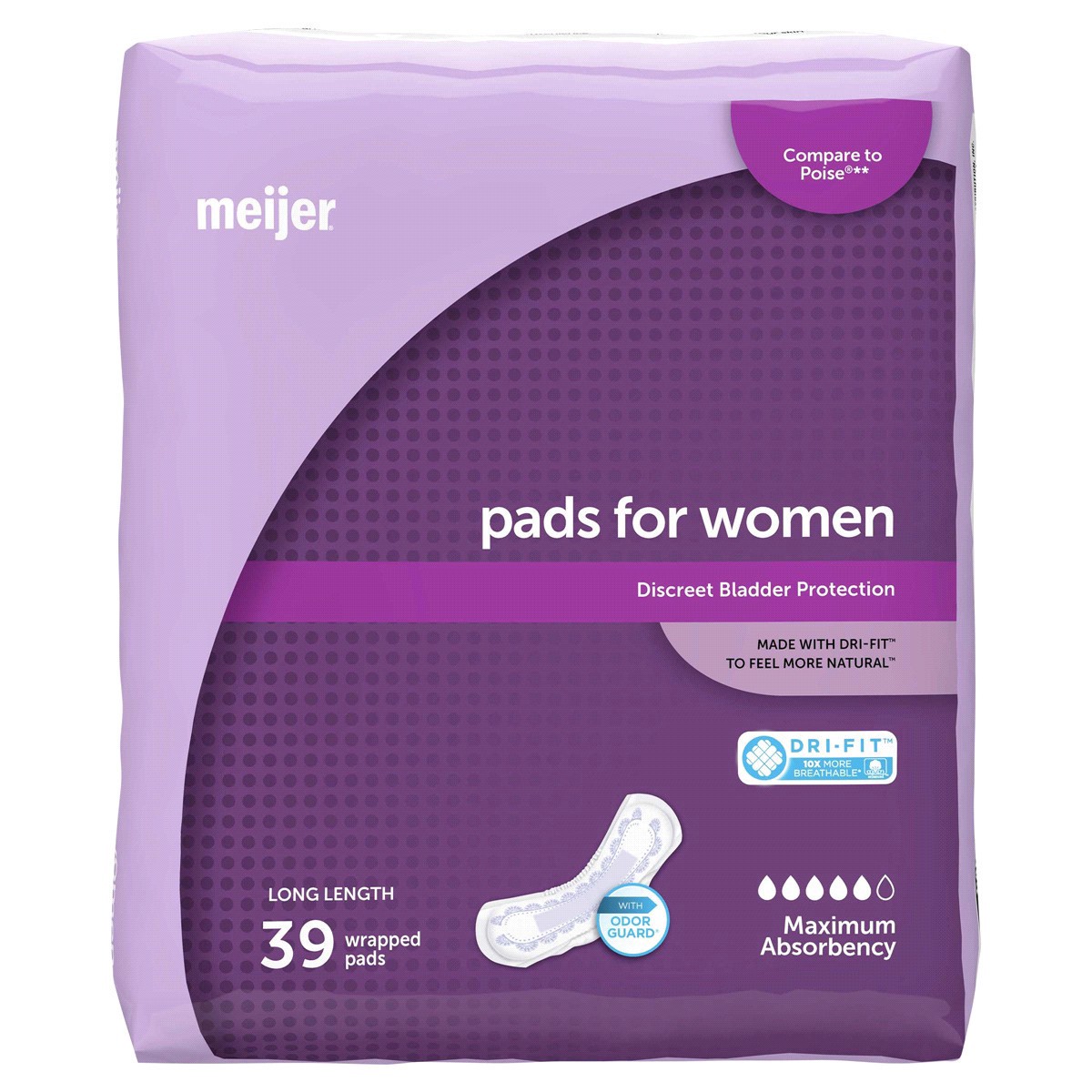 slide 13 of 21, Meijer Bladder Control Pads, Maximum Absorbency, Long Length, 39 ct