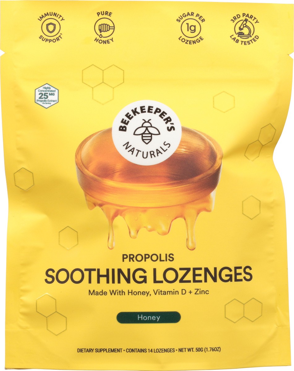 slide 2 of 9, Beekeeper's Naturals Propolis Honey Soothing Lozenges 14 ea, 14 ct