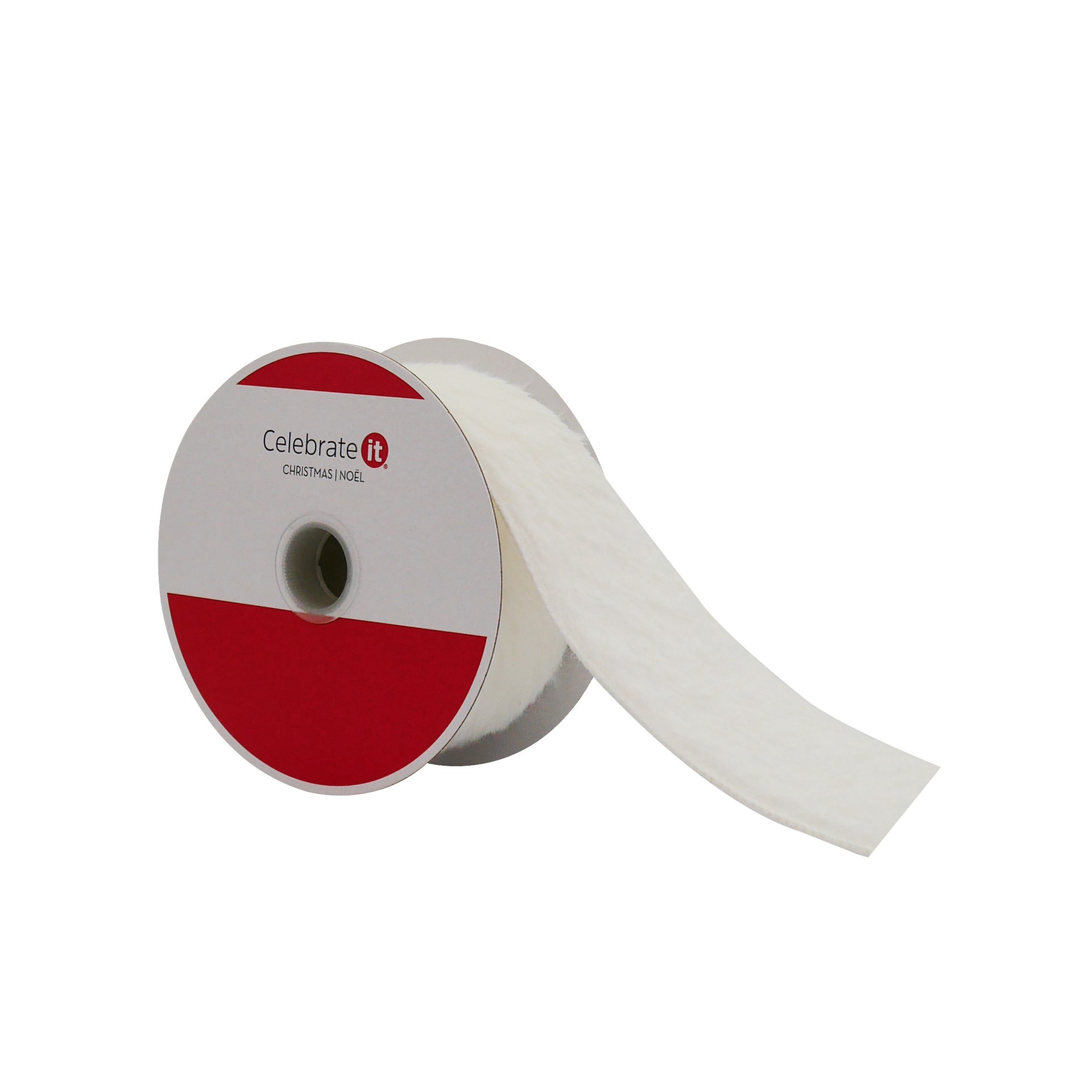 slide 3 of 3, 1.5" X 15ft. White Faux Fur Wired Ribbon By Celebrate It, 1.5 in x 15 ft