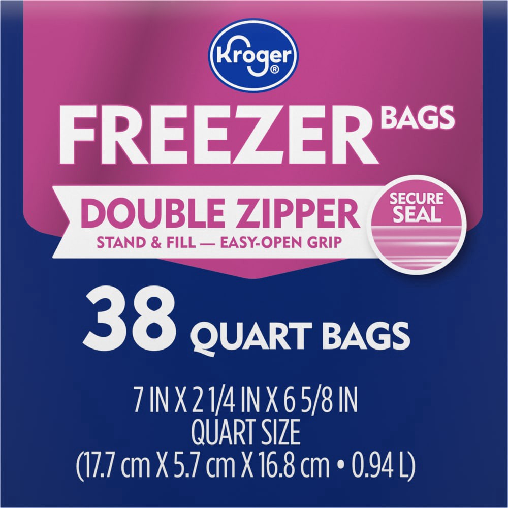 slide 3 of 4, Kroger® Reclosable Quart Freezer Bags, 38 ct