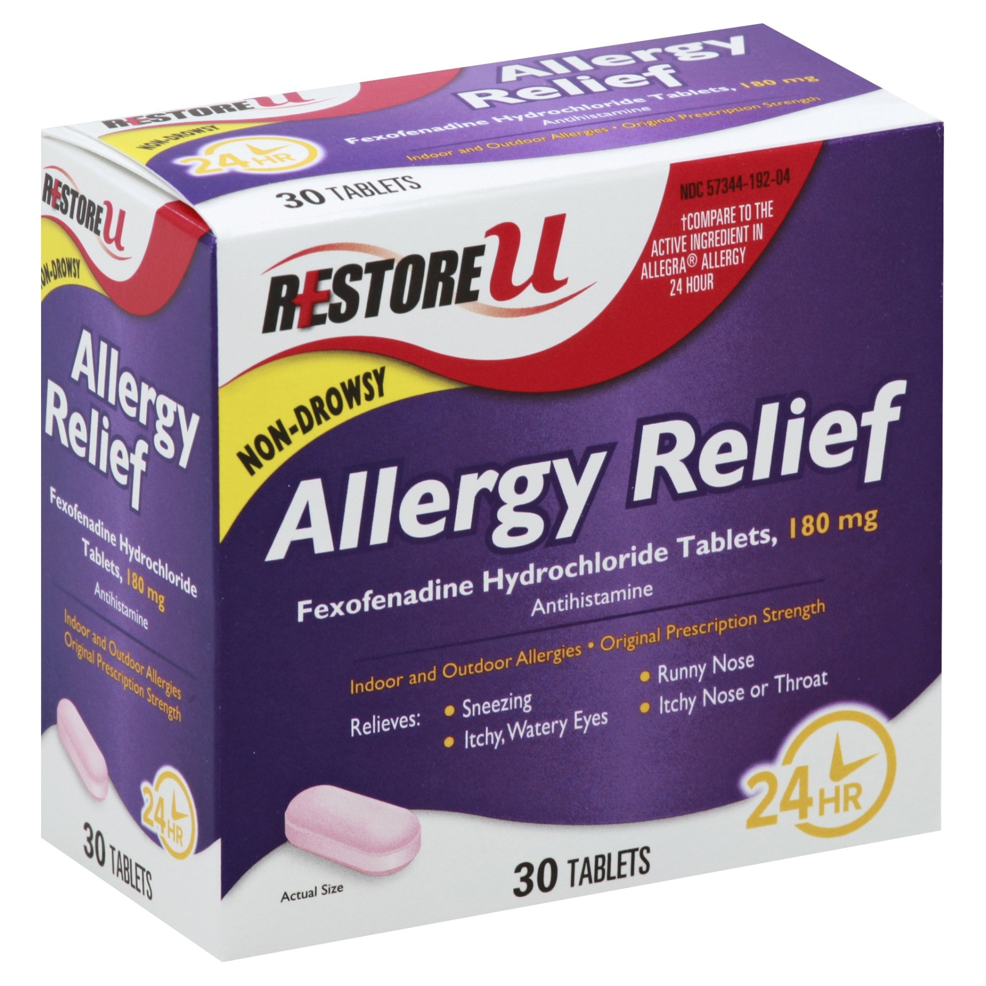 slide 1 of 1, Restore U Allergy Relief Tablets, 30 ct