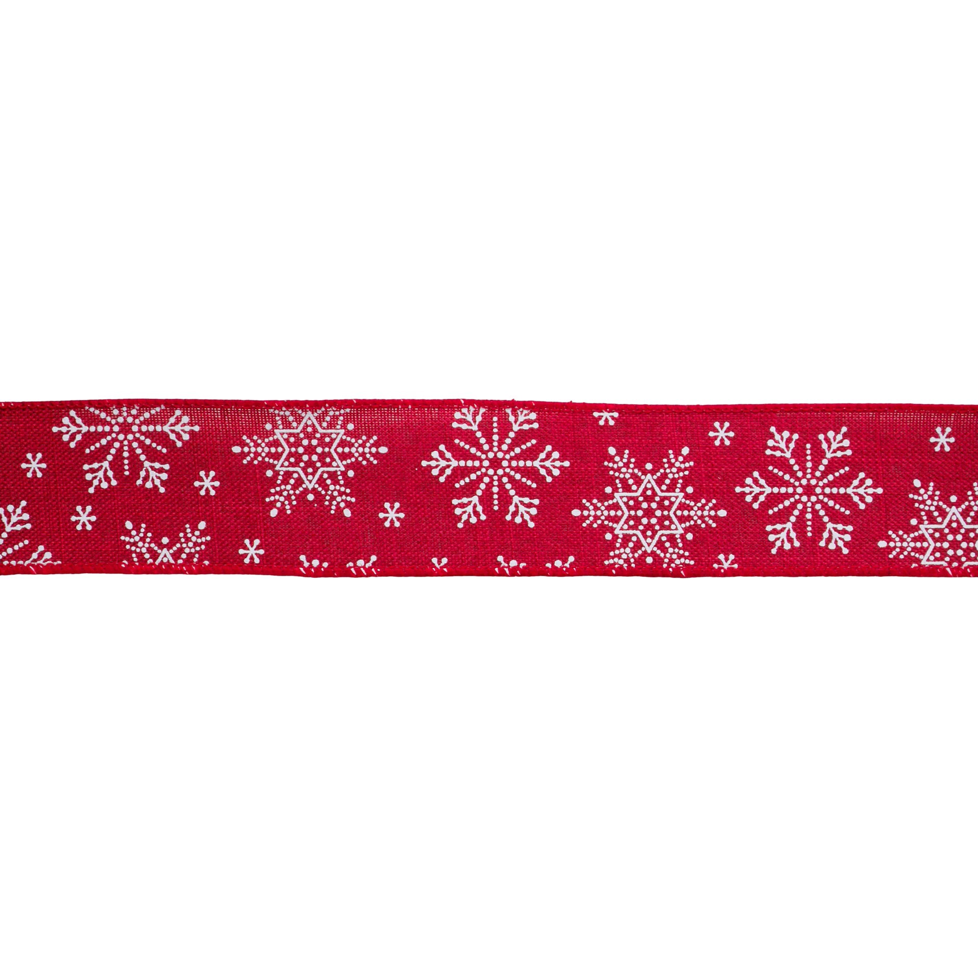 slide 3 of 3, 1.5" X 30ft. Red & White Snowflakes Wired Ribbon By Celebrate It, 1.5 in x 30 ft