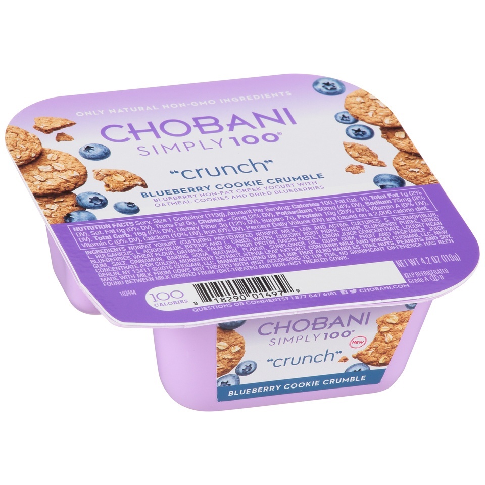 slide 1 of 1, Chobani Simply 100 Crunch Blueberry Cookie Crumble, 4.2 oz