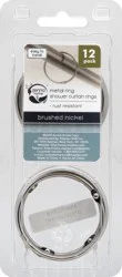 Zenna Home 12 Pack Brushed Nickel Metal Ring Shower Curtain Rings 12 ea