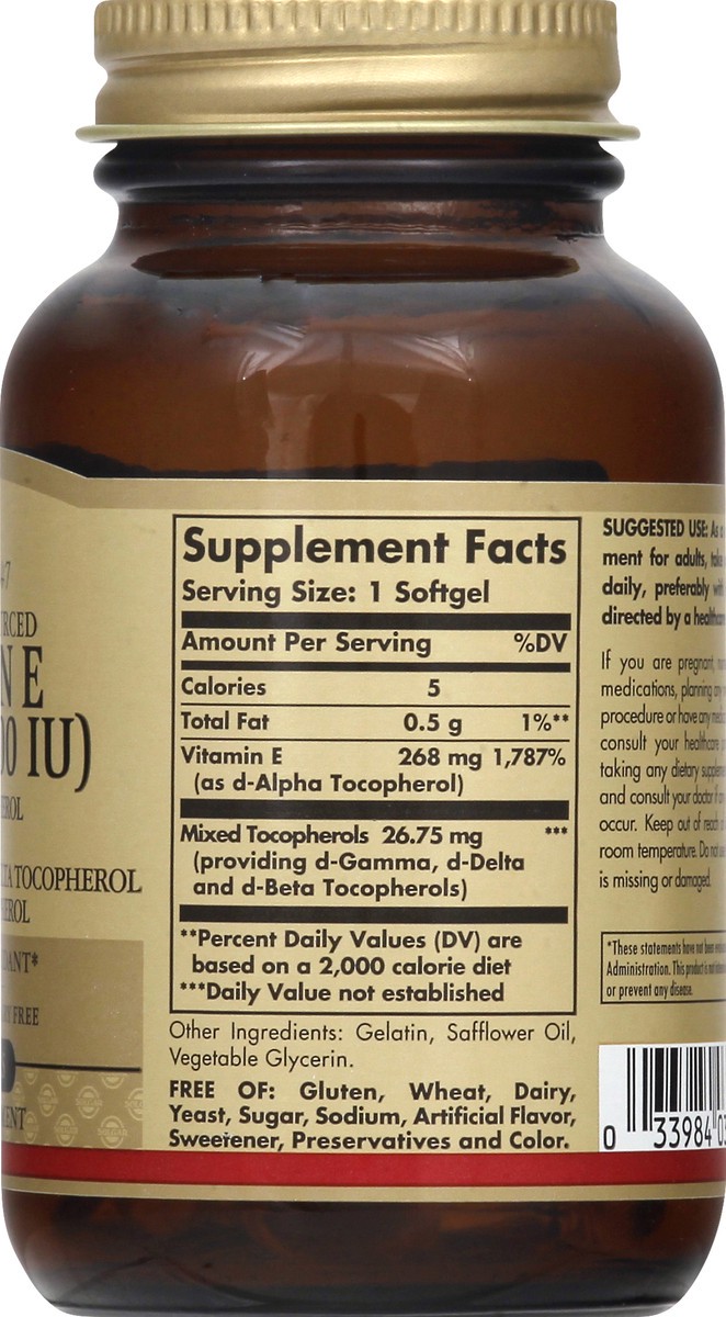 slide 2 of 7, Solgar 268 mg Softgels Vitamin E 50 ea, 50 ct