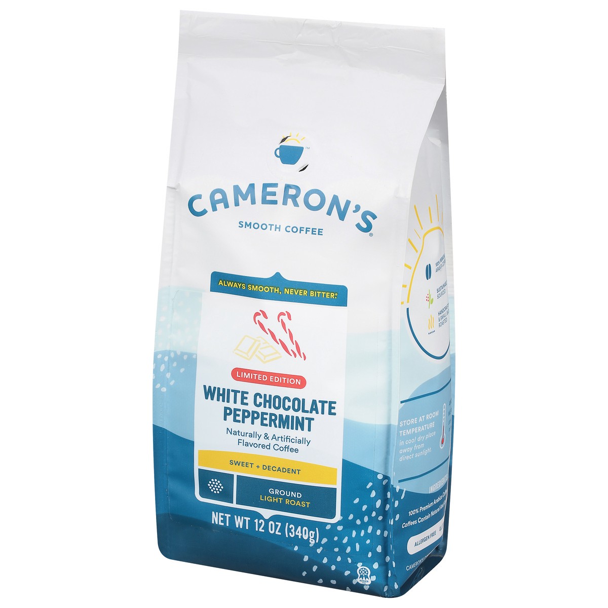 slide 6 of 10, Cameron's Light Roast Ground Smooth White Chocolate Peppermint Coffee 12 oz, 12 oz