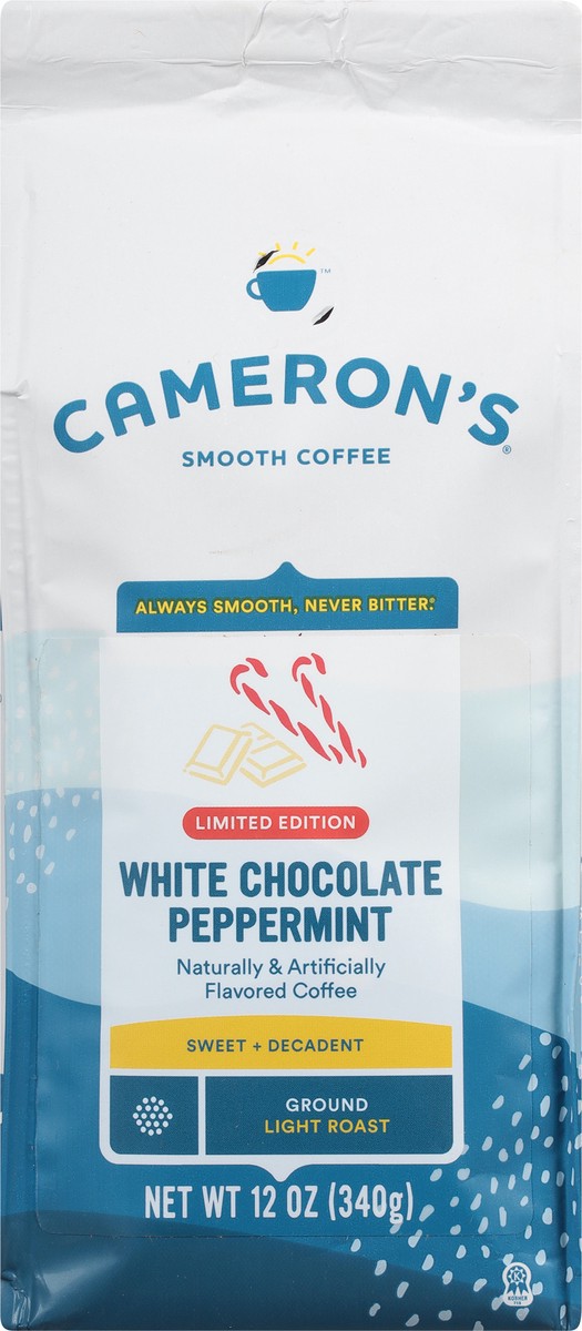 slide 2 of 10, Cameron's Light Roast Ground Smooth White Chocolate Peppermint Coffee 12 oz, 12 oz