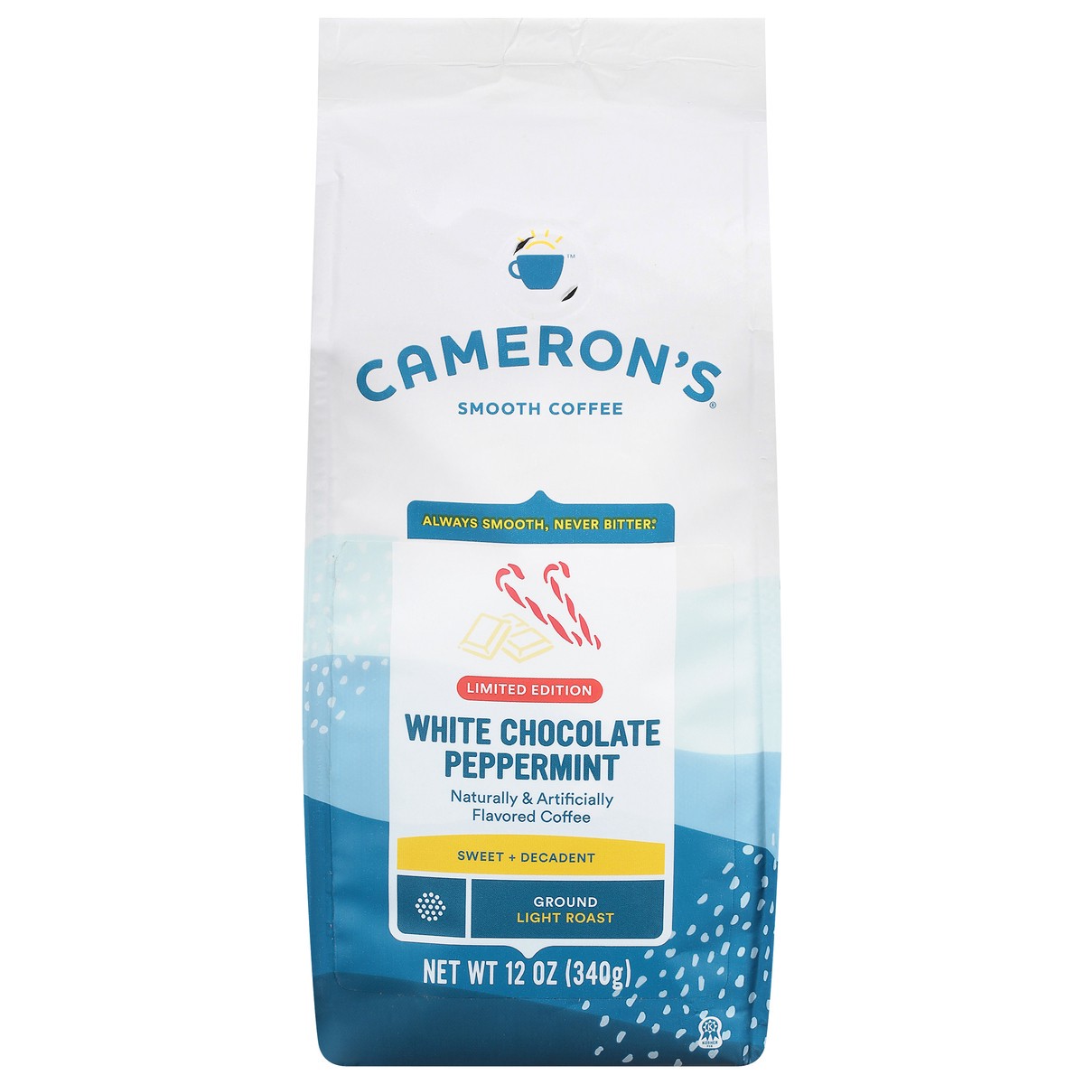 slide 9 of 10, Cameron's Light Roast Ground Smooth White Chocolate Peppermint Coffee 12 oz, 12 oz