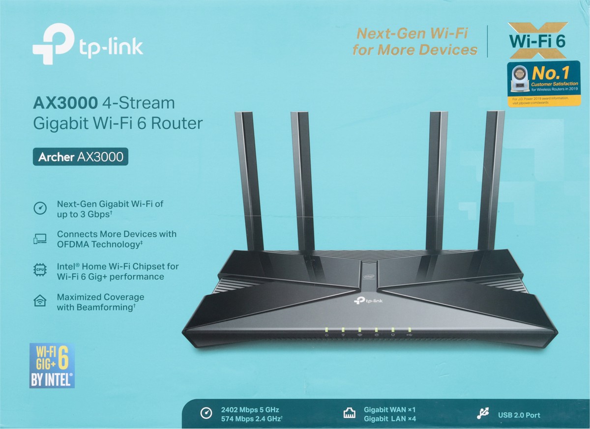 slide 5 of 11, TP-Link 4-Stream Gigabit Archer AX3000 Wi-Fi 6 Router 1 ea, 1 ct