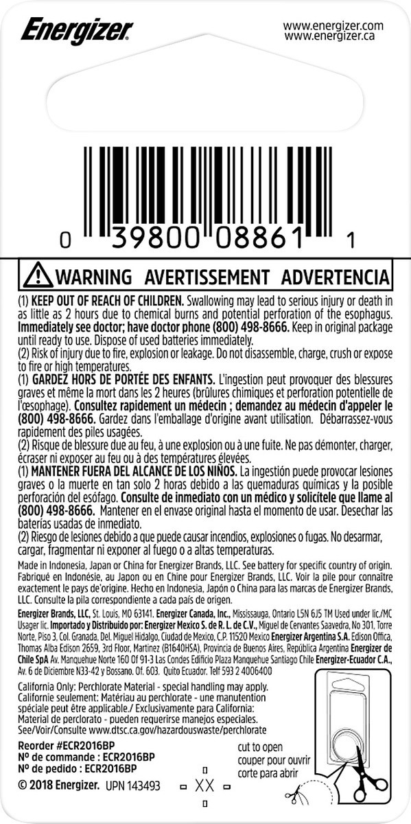 slide 3 of 3, Energizer 2016 Lithium 3V Battery 1 ea, 1 ct