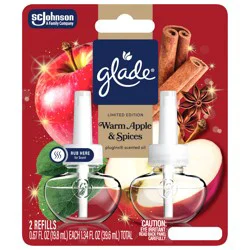Glade PlugIns Scented Oil Refills, Warm Apple & Spices, 1.34 fl oz, 2 count